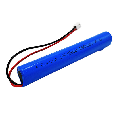 1600mAh 6.4V बेलनाकार आग से बाहर निकलने वाली लाइट बैटरी LiFePO4 IFR18650