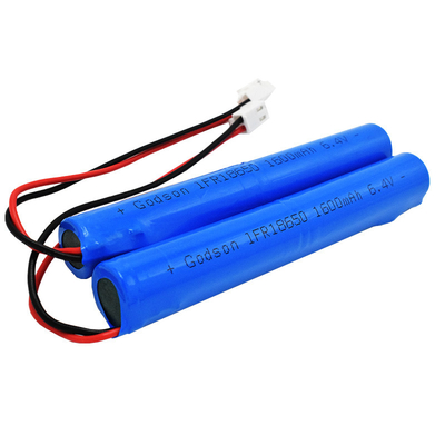 अनुकूलन योग्य इमरजेंसी लाइट लिथियम बैटरी LiFePO4 18650 1600mAh 6.4Volt बैटरी पैक