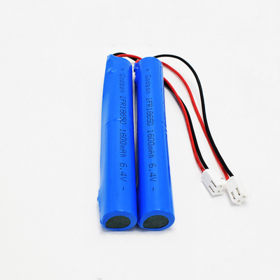 अनुकूलन योग्य इमरजेंसी लाइट लिथियम बैटरी LiFePO4 18650 1600mAh 6.4Volt बैटरी पैक