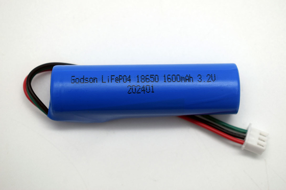 LiFePO4 18650 आपातकालीन प्रकाश लिथियम बैटरी 1600mAh 3.2V स्टिक प्रकार एनटीसी कनेक्टर के साथ JST-XH-3P UL1007