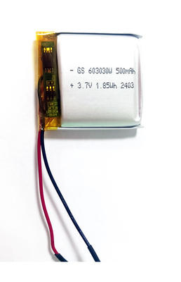 ली-आयन पॉलिमर 603030 500mAh 3.7V पीसीएम के साथ