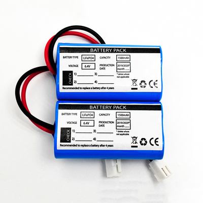 आपातकालीन सौर प्रकाश का उपयोग साइड बाय साइड टाइप LiFePO4 बैटरी 1500mAh 6.4 वोल्ट