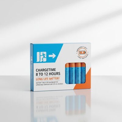 चार्जिंग समय 8 से 12 घंटे आपातकालीन निकास प्रकाश बैटरी लंबे जीवन बैटरी के साथ बैटरी चक्र जीवन अधिकतम 500 और ऑपरेटिंग तापमान 0 से 45 सेल्सियस