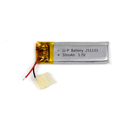 लिथियम पॉलिमर बैटरी 251133 50mAh 3.7V अच्छे साइकिल जीवन के साथ