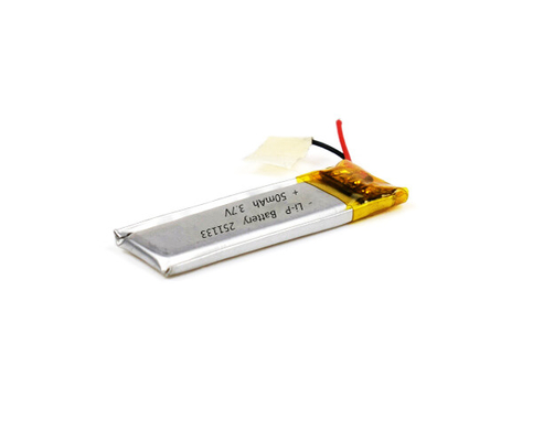 लिथियम पॉलिमर बैटरी 251133 50mAh 3.7V अच्छे साइकिल जीवन के साथ
