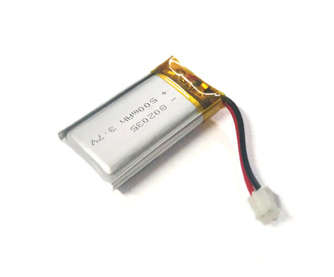 स्थिर प्रदर्शन के साथ 802035 लिथियम पॉलिमर बैटरी 500mAh 3.7V